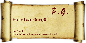 Petrica Gergő névjegykártya